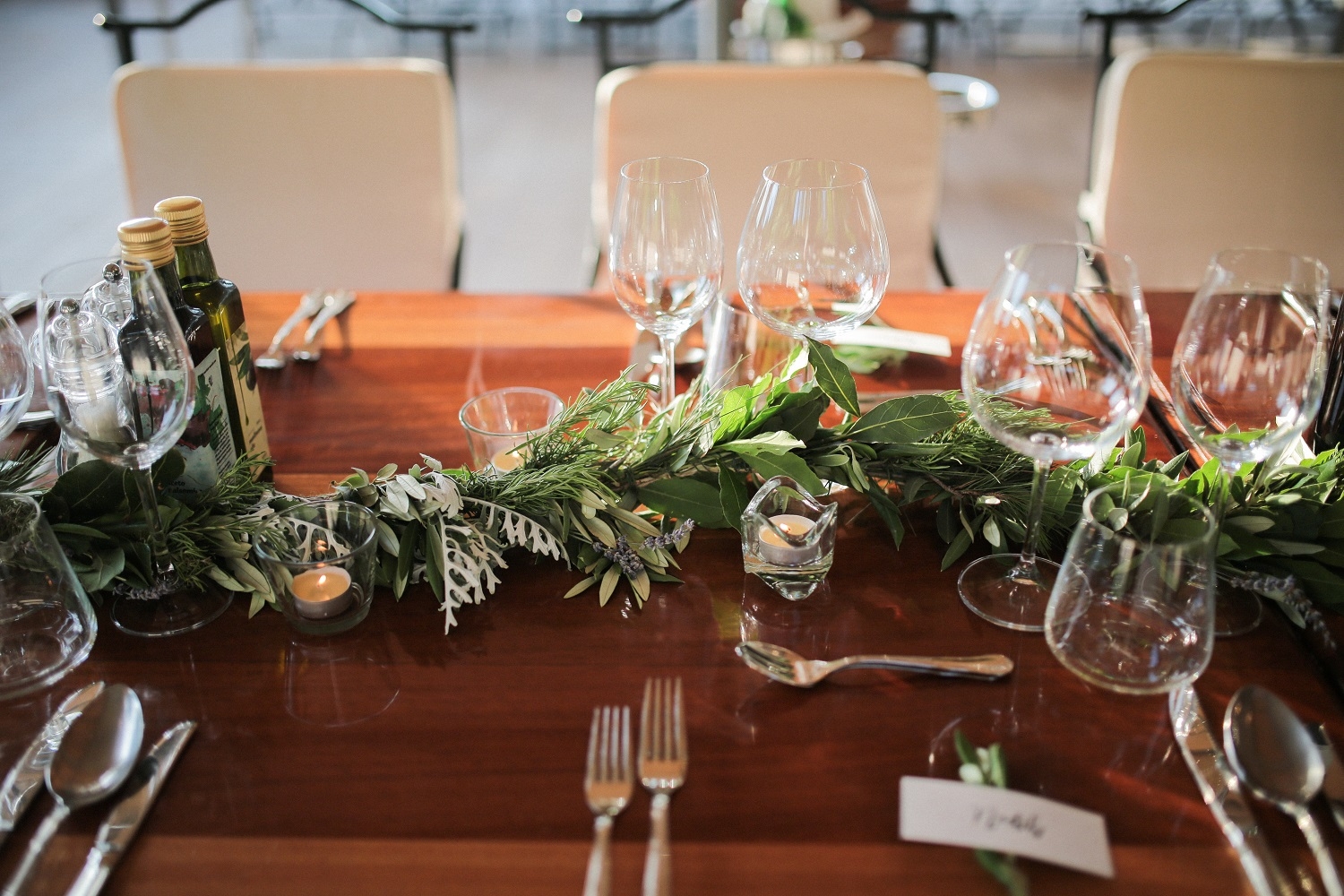 olive table setting for a wedding
