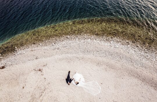 wedding couple on beach in Brac, Croatia